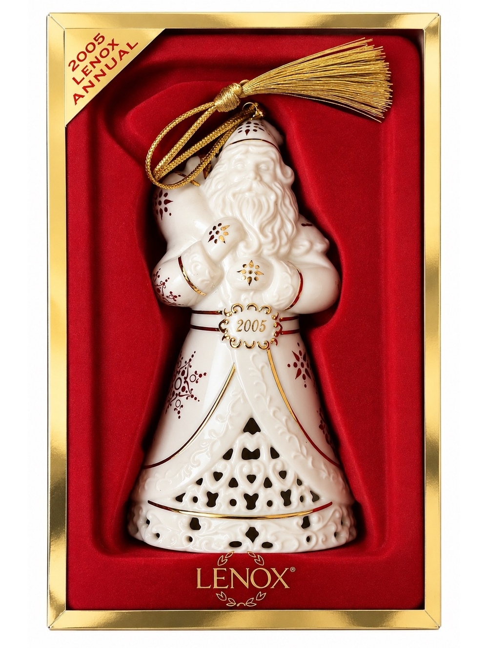 Lenox 2005 Annual Santa Christmas Ornament Porcelain Gold Trim New in Box
